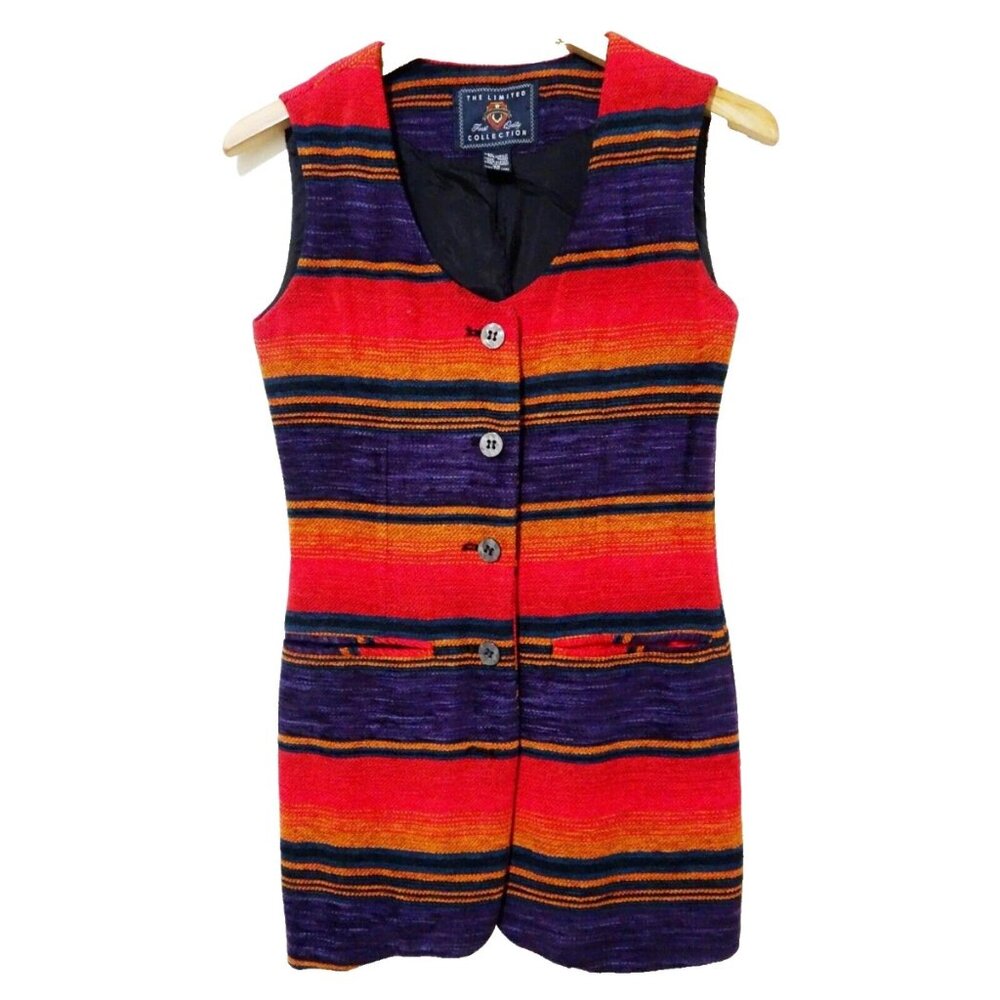 XS/S Vtg Mid 90s The Limited Ombre Tapestry Whimsicraft Boho Festival Tunic Vest